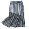 Ladies denim contrast color skirt